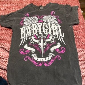 Babygirl Angel Wings Graphic Tee - Black and Pink